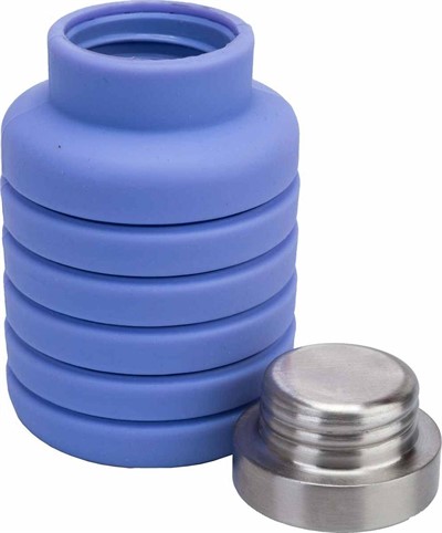 Бутылка для воды силиконовая складная с крышкой, 500 мл, фиолетовая - фото 127441