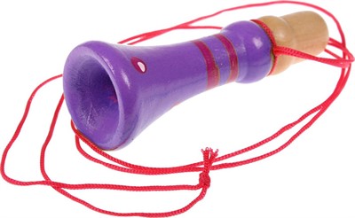 Деревянный свисток-дудочка на шнурке, фиолетовый - фото 127447