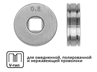 Ролик подающий ф 25/7 мм, шир. 7,5 мм, проволока ф 0,8-1,0 мм (V-тип) (для твердой проволоки: омедненная, полированная, нержавеющая) (SOLARIS) - фото 130105