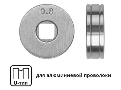 Ролик подающий ф 25/7 мм, шир. 7,5 мм, проволока ф 0,8-1,0 мм (U-тип) (для мягкой проволоки: алюминий) (SOLARIS) - фото 130107