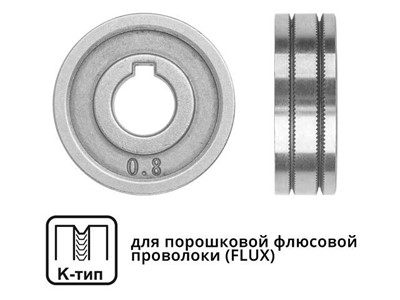 Ролик подающий ф 30/10 мм, шир. 10 мм, проволока ф 0,8-1,0 мм (K-тип) (для флюсовой (FLUX) проволоки) (SOLARIS) - фото 130112