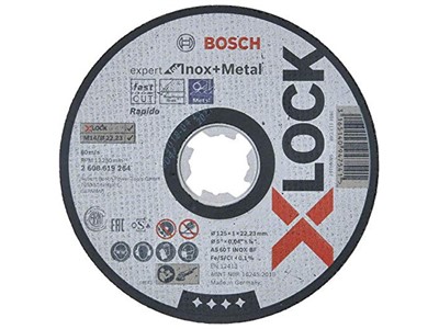 Круг отрезной 125х1.0x22.2 мм для нерж. стали X-LOCK Expert for Inox + Metal BOSCH ( прямой, подходит для всех типов УШМ) - фото 131446