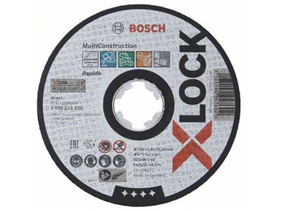 Круг отрезной 125х1.6x22.2 мм универс. X-LOCK Multi Material BOSCH ( прямой, подходит для всех типов УШМ) - фото 131448