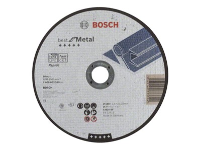 Круг отрезной 180х1.6x22.2 мм для металла Best BOSCH (прямой) - фото 131587