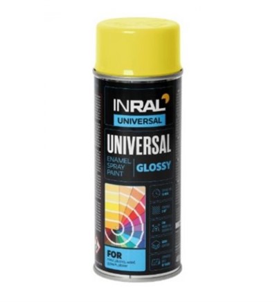 Краска-эмаль аэроз. универсальная INRAL 400мл (1018) (желтый глянец) - фото 134020