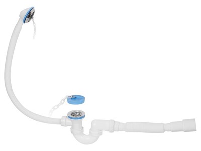 Сифон для ванны U-образный с выпуском  и переливом 70 мм, с гибкой трубой 40х40/50, AV Engineering - фото 135360