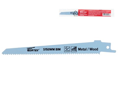Пилка сабельная по дереву с гвоздями S150WM (1 шт.) WORTEX быстрорежущая сталь, 150 мм длина (пропил прямой, тонкий, для базовых работ) - фото 138541