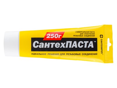 Паста уплотнительная универсальная "Сантехпаста" 250 гр. (в тубе) (Для уплотнения разьемных резьбовых соединений) (Сантехкреп) - фото 140344