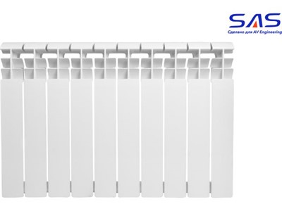 Радиатор биметаллический 500/80, 10 секций SAS (вес брутто 13083 гр.) (AV Engineering) - фото 140621