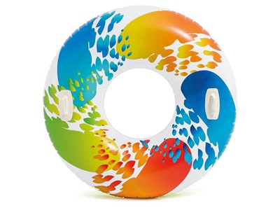 Надувной круг для плавания с ручками Rainbow Ombre, 122 см, INTEX (от 9 лет) - фото 142039