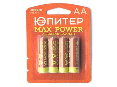 Батарейка AA LR6 1,5V alkaline - 4 шт. MAX POWE ЮПИТЕР