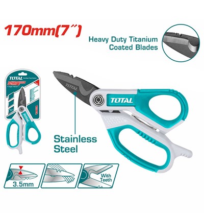 Ножницы электрика 170 мм TOTAL  - фото 165558