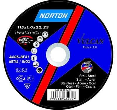 Круг отрезной 125х1.0x22.2 мм для металла Vulcan NORTON