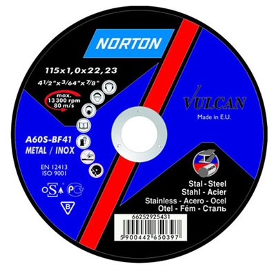 Круг отрезной 125х2.5x22.2 мм для металла Vulcan NORTON