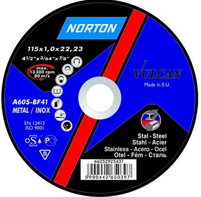 Круг отрезной 125х2.0x22.2 мм для металла Vulcan NORTON