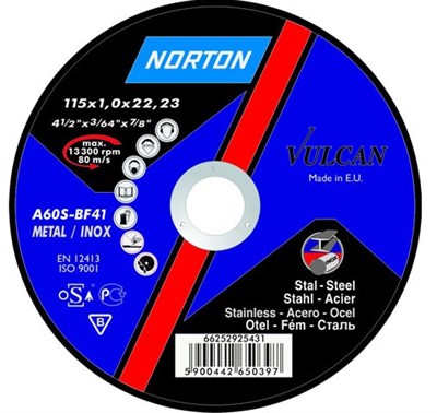 Круг отрезной 230х2.5x22.2 мм для металла Vulcan NORTON