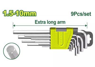 Набор ключей шестигранных 1,5-10мм DYLLU DTHK1292 (9 шт.) - фото 170069