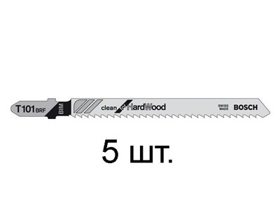 Пилка лобз. по дереву/ламинату T101BRF (5 шт.) BOSCH (пропил прямой, тонкий, для точного реза, в т.ч. в твердой древисине) - фото 177516