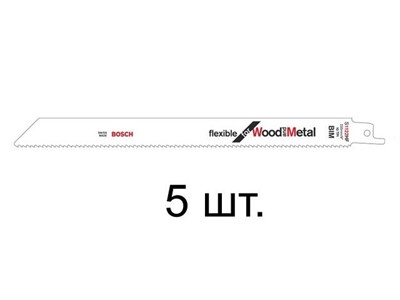 Пилка сабельная по дереву с гвоздями S1122HF (5 шт.) BOSCH (пропил прямой, тонкий, для подгоночных пропилов) - фото 177623