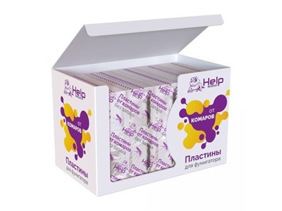Пластины от комаров без запаха, для всей семьи, 10 шт., HELP (в шоу- боксе 50 пластин по 10шт. Цена за пластину 10шт.) - фото 179433