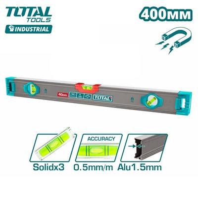 Уровень магнитный 400 мм, 3 глазка TOTAL