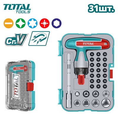 Отвертка Т-образная TOTAL TACSD30316 (31 предмет)
