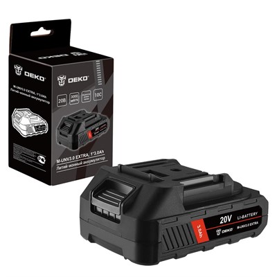 Аккумулятор 20В, 3.0Ач DEKO M-UNV3.0 EXTRA, Li-ion, с повышенной токоотдачей,