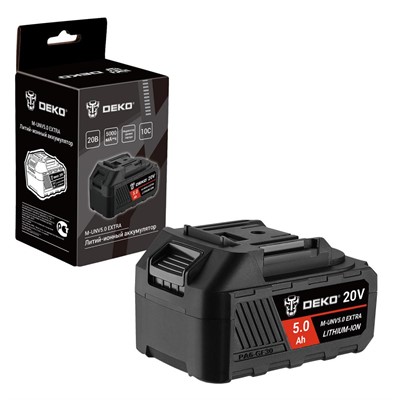 Аккумулятор DEKO M-UNV5.0 EXTRA, Li-ion, 20В, 5.0А*ч, с повышенной токоотдачей