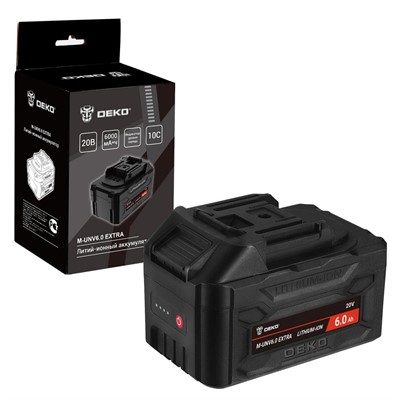 Аккумулятор DEKO M-UNV6.0 EXTRA, Li-ion, 20В, 6.0А*ч, с повышенной токоотдачей