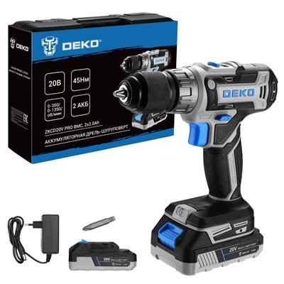 Дрель-шуруповерт аккумуляторная DEKO ZKCD20V PRO в кейсе, 20В, 2x2.0Ач - фото 184010