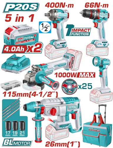 Набор аккумуляторного инструмента TOTAL TCKLI20592