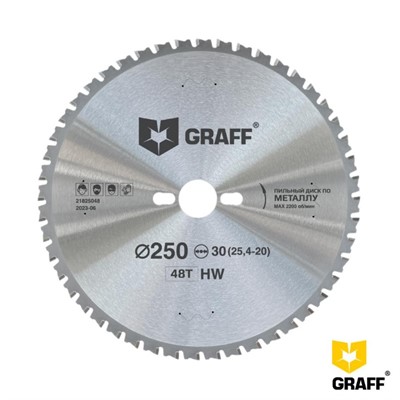Диск пильный по металлу 250х30(25.4/20)х2,2/1,8 мм 48 зуб. GRAFF Expert 