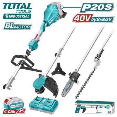 Триммер-кусторез аккумуляторный 3 насадки TOTAL TSTLI2040386 - фото 188155