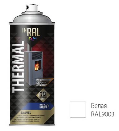 Эмаль аэрозольная термостойкая силиконовая INRAL THERMAL ENAMEL (белый) 400 мл (9003)