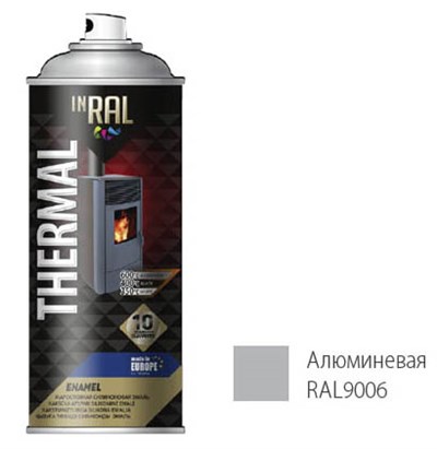 Эмаль аэрозольная термостойкая силиконовая INRAL THERMAL ENAMEL (алюминиевый) 400 мл (9006)