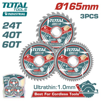Диски пильные по дереву D 165х20 24T/40T/60T TOTAL (3шт)