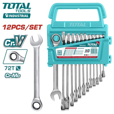 Набор ключей комбинированных с трещоткой TOTAL THT102RK0126 (12 шт) - фото 188259