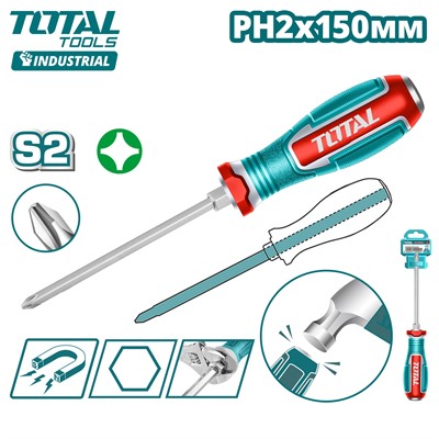 Отвертка крестовая PH2x150мм TOTAL TGTPH2150 - фото 188273