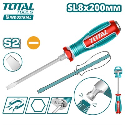 Отвертка шлицевая SL8x200мм TOTAL TGTSL8200 - фото 188277