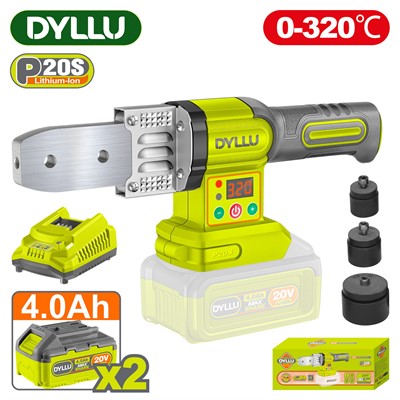 Паяльник для полипропиленовых труб аккумуляторный 20 В, 20/25/32 мм, 0-320°C, P20S, 2АКБ и ЗУ DYLLU 