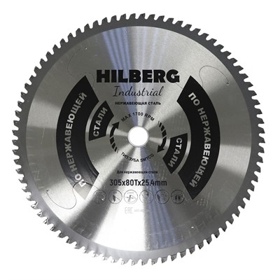 Пильный диск для нержавеющей стали 305×25,4×80Т, Hilberg