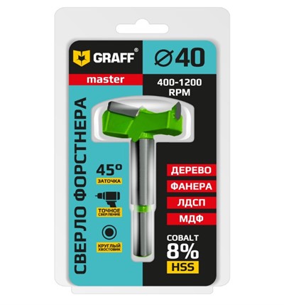 Сверло Форстнера 40 мм по дереву GRAFF