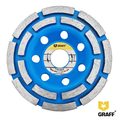 Чашка алмазная шлифовальная по бетону 115 мм двухрядная, GRAFF