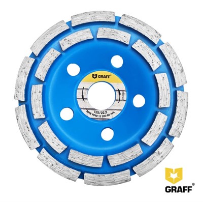 Чашка алмазная шлифовальная по бетону 125 мм двухрядная, GRAFF