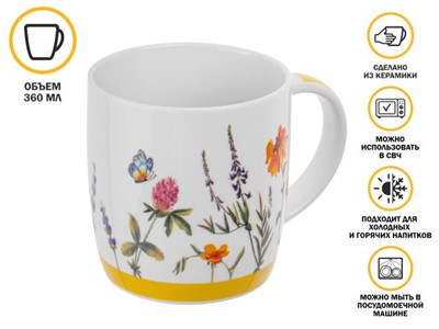 Кружка керамическая, 360 мл., SUMMER MELODY-3, PERFECTO LINEA - фото 191317