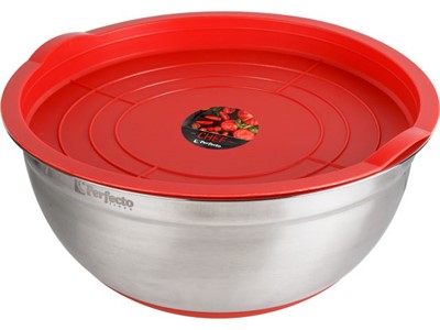 Миска для взбивания из нержавеющей стали, диаметр 28 см, с крышкой, серия CHEF, PERFECTO LINEA - фото 191355