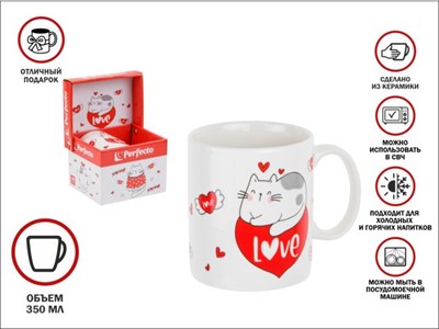 Кружка керамическая, в кор., 350 мл., CATS-1, PERFECTO LINEA - фото 191457