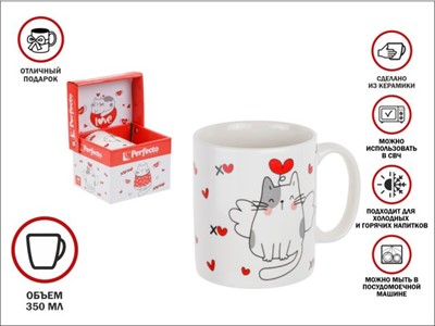 Кружка керамическая, в кор., 350 мл., CATS-3, PERFECTO LINEA - фото 191461