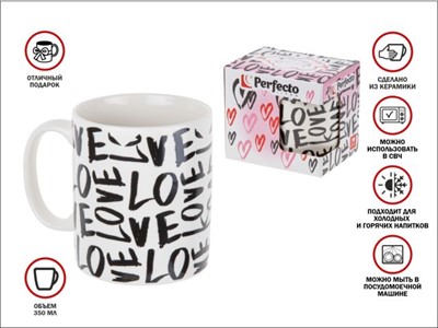 Кружка керамическая, в кор., 350 мл., LOVE-1, PERFECTO LINEA - фото 191469
