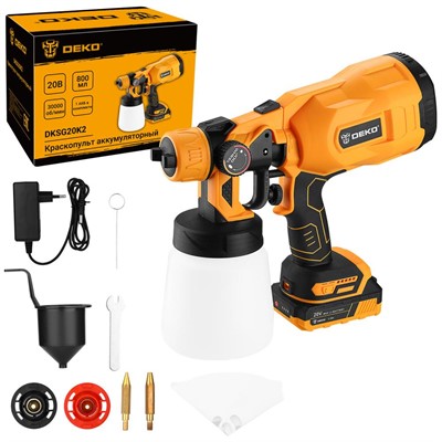 Краскопульт аккумуляторный 20В, 800мл, АКБ 2.3 А/ч DEKO DSG20K2